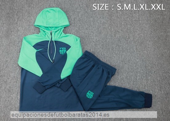 Nuevo Conjunto Completo Chaqueta Con Capucha Barcelona 23/24 Verde Azul Baratas